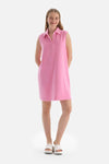 Pembe Kolsuz Polo Yaka Havlu Elbise