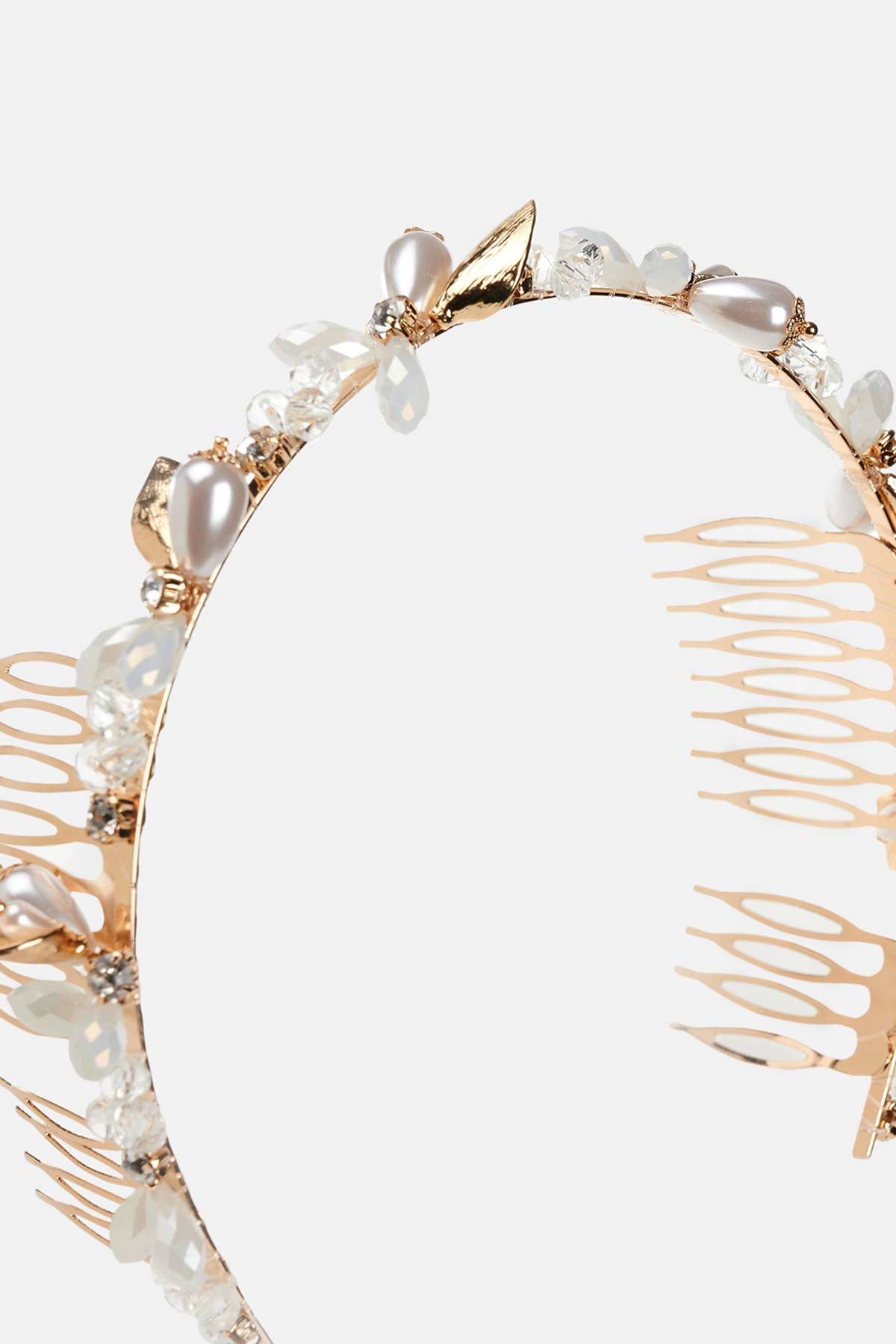 Altın Altın Kristal Çiçek Kadın Bride Taç