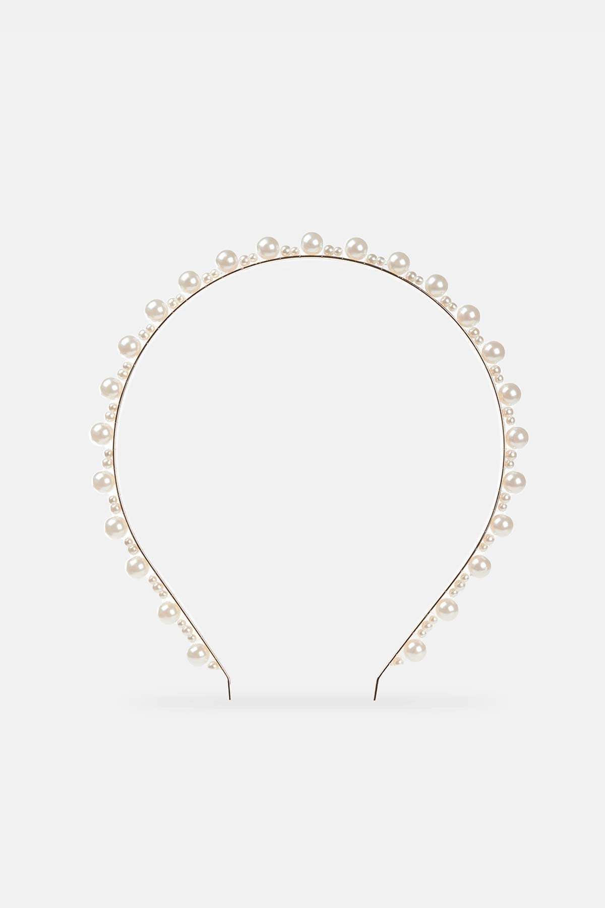 Altın Altın Incili Kadın Metal Taç