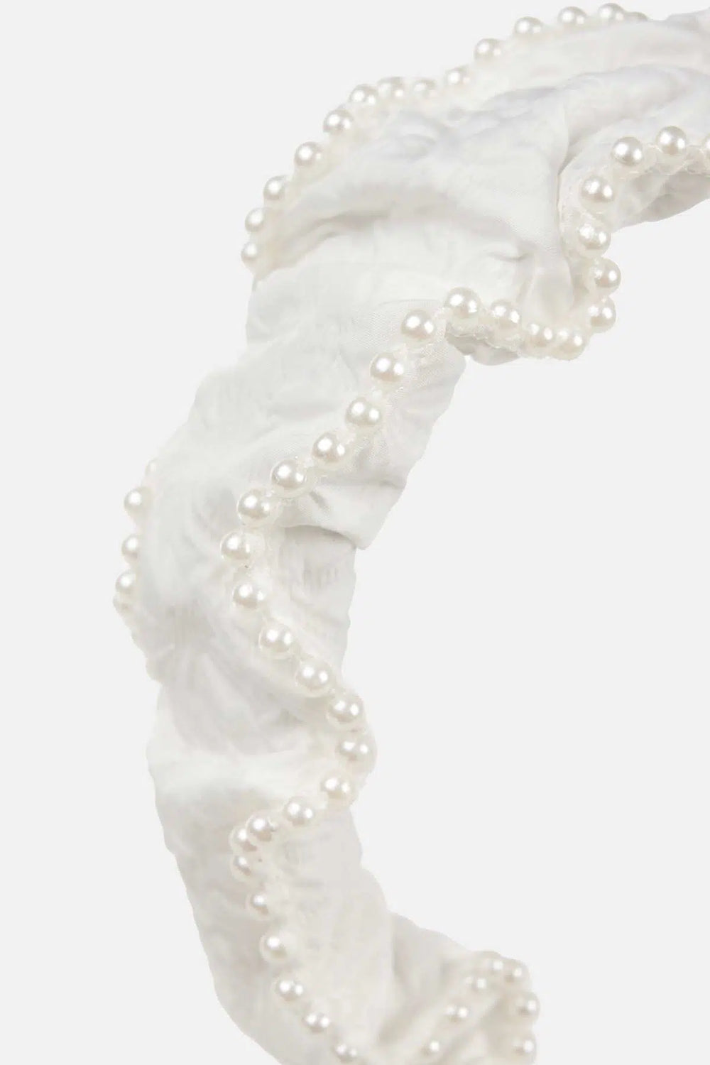 Beyaz Kumaş Incili Kadın Taç