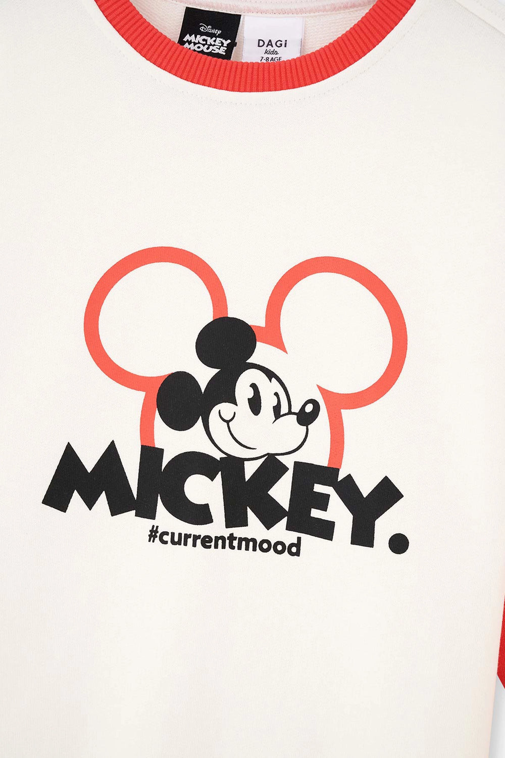 Ekru Mıckey Mouse Baskı Detaylı Unısex Sweatshırt