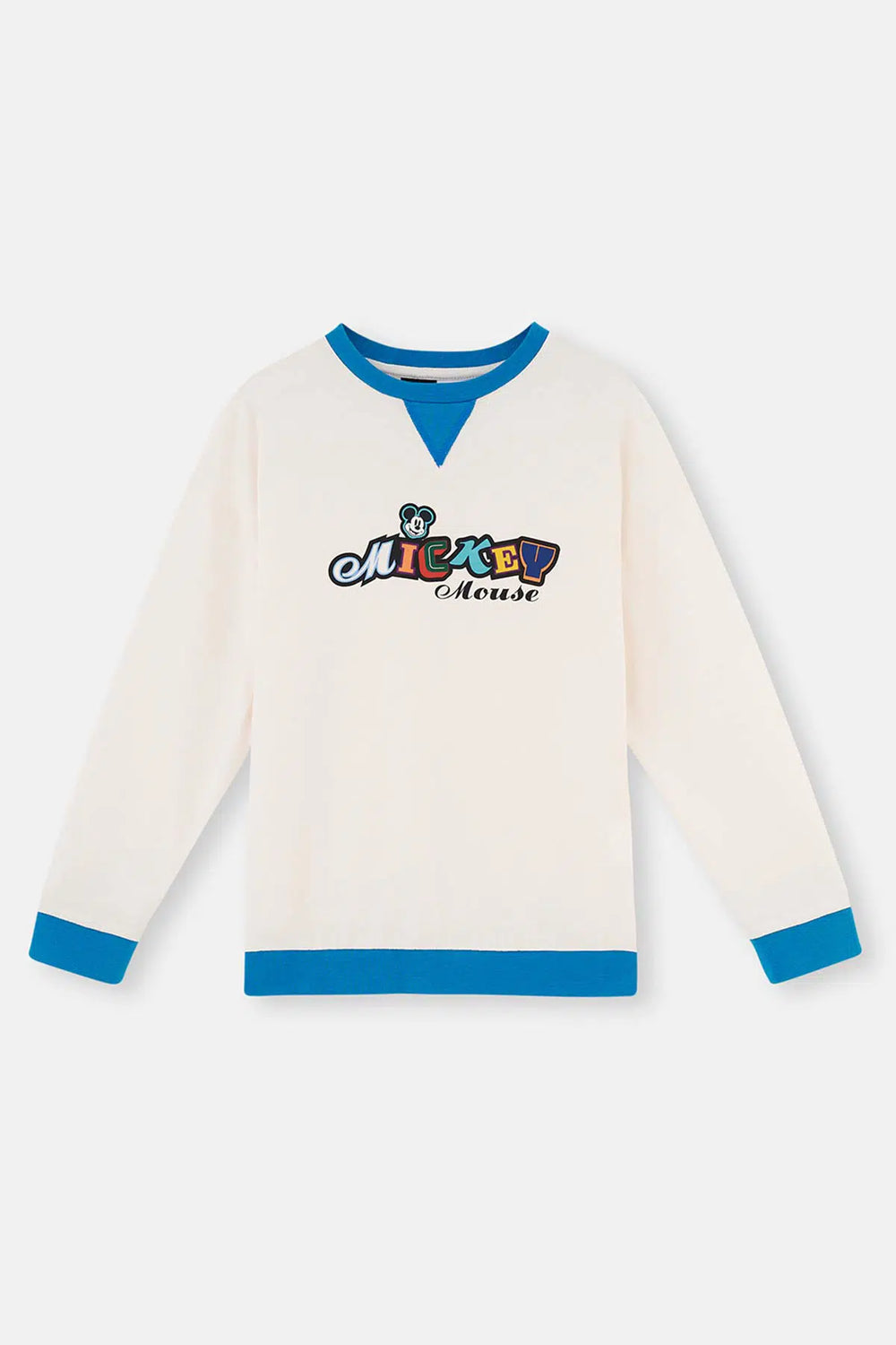 Ekru Mıckey Mouse Lisanslı Uzun Kollu Örme Pijama Takımı