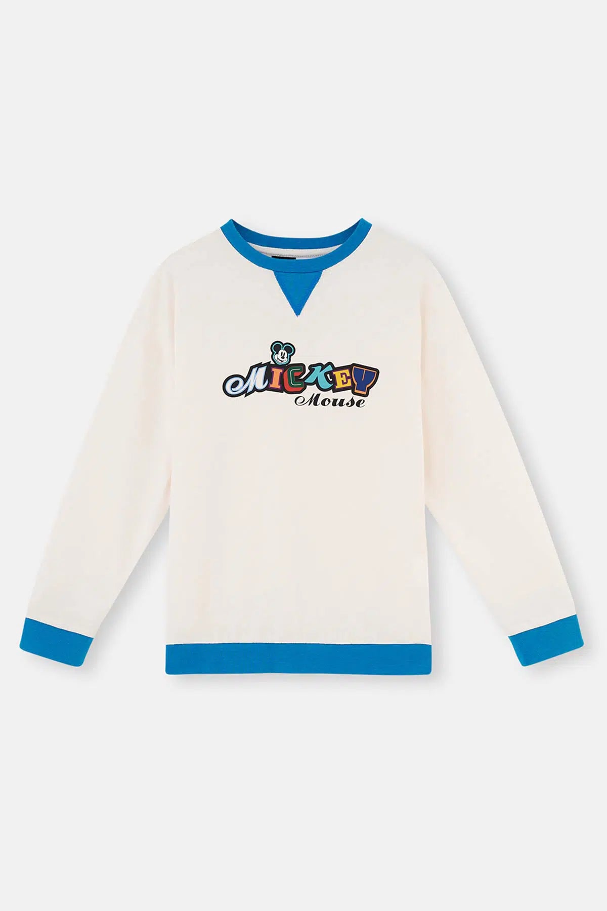 Ekru Mıckey Mouse Lisanslı Uzun Kollu Örme Pijama Takımı