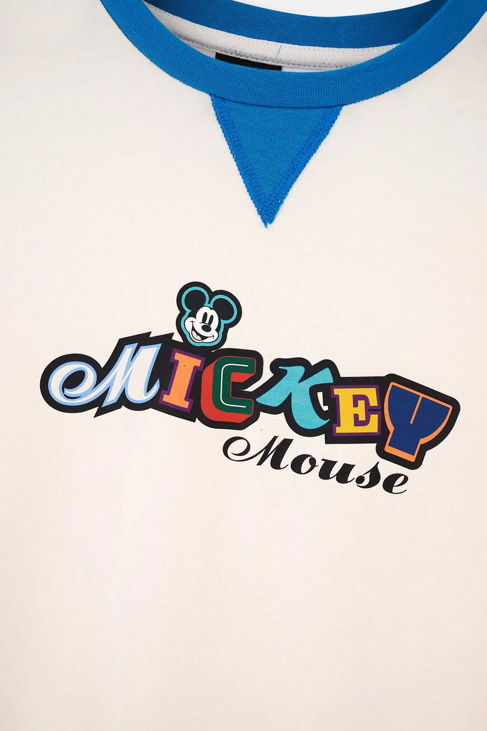 Ekru Mıckey Mouse Lisanslı Uzun Kollu Örme Pijama Takımı