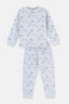 Mavi Dinozor Baskılı Uzun Kollu Pijama Takımı