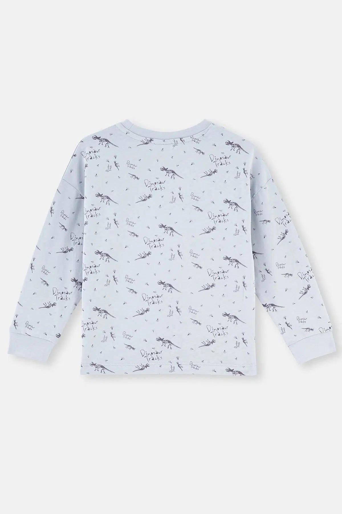 Mavi Dinozor Baskılı Uzun Kollu Pijama Takımı