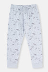 Mavi Dinozor Baskılı Uzun Kollu Pijama Takımı