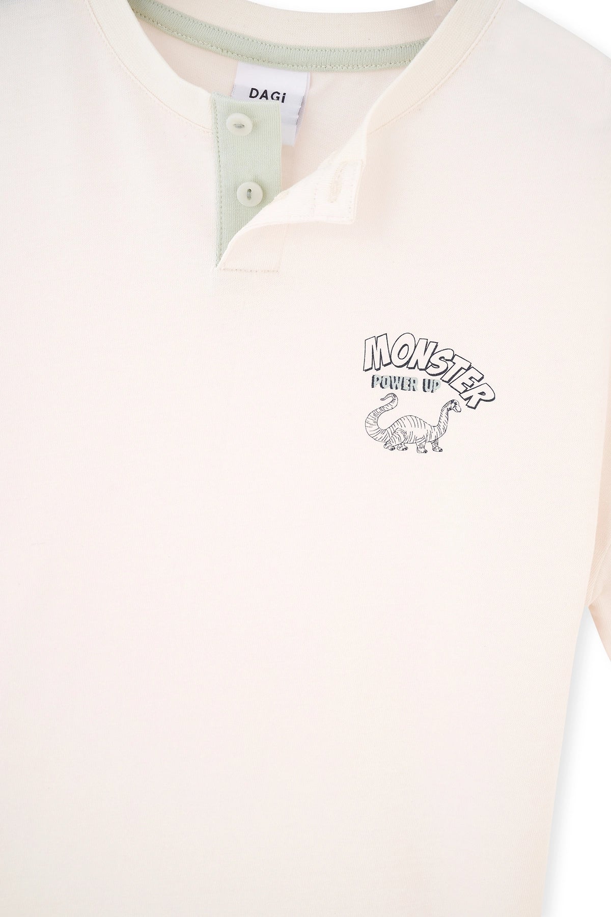 Ekru Kısa Kollu Baskı Detaylı Örme Pijama Takımı