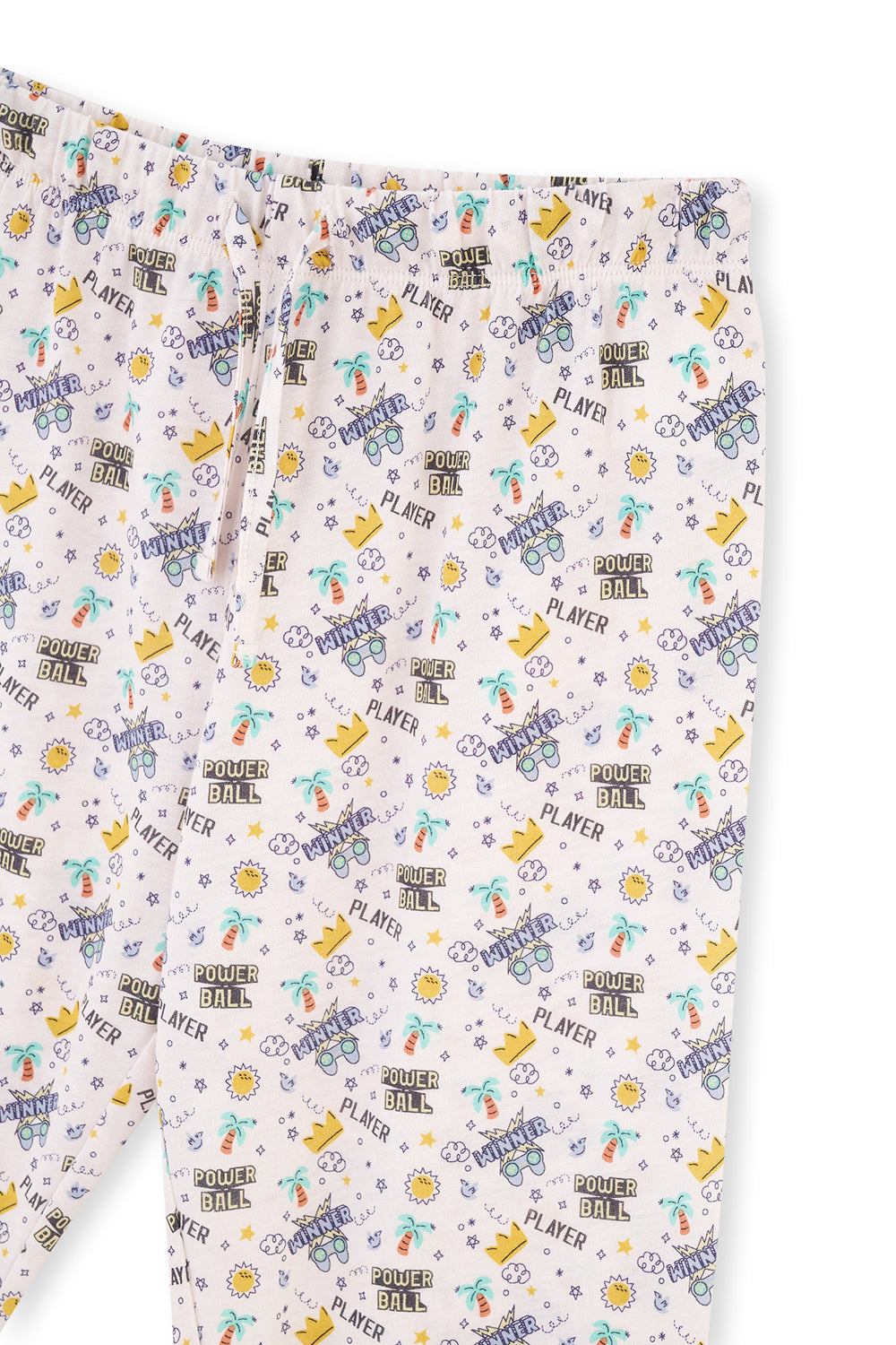 Ekru Kısa Kollu Slogan Baskılı Penye Modal Pijama Takımı