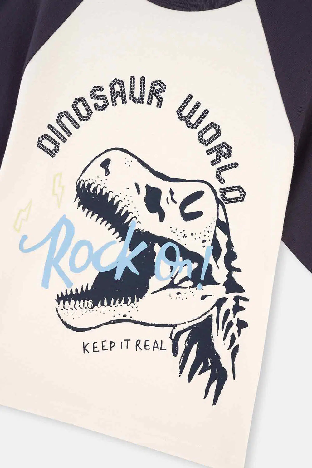 Antrasıt Kısa Kollu Dinozor Baskılı Pijama Takımı