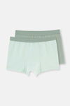 Yeşil 2'Li Erkek Çocuk Pamuklu Boxer
