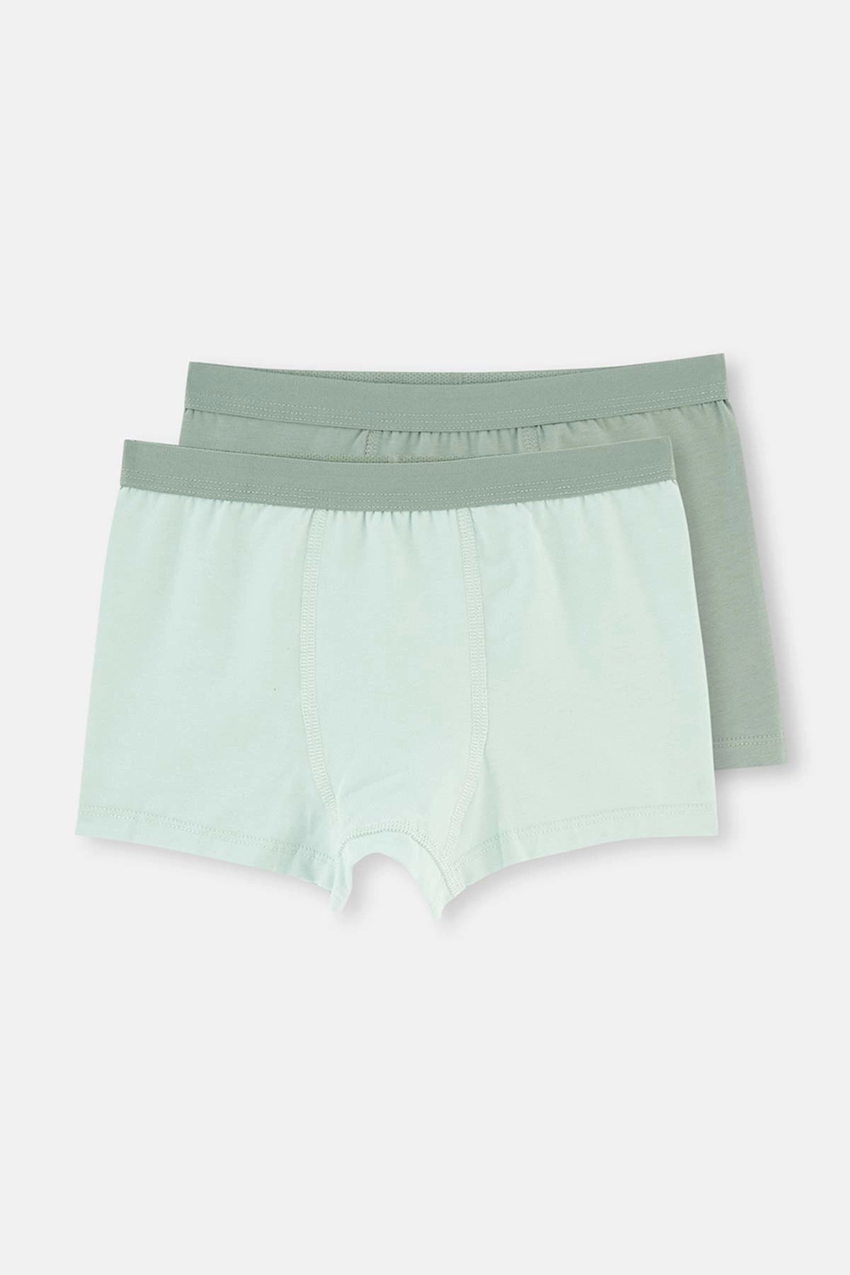 Yeşil 2'Li Erkek Çocuk Pamuklu Boxer