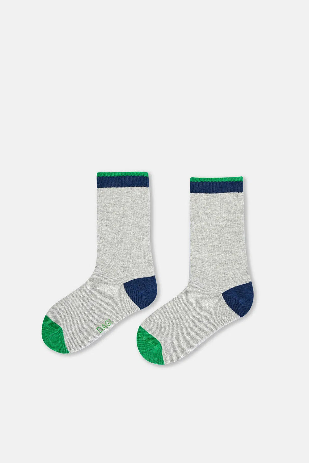 Gri Melanj-Lacivert Erkek Çocuk 2'Li Çizgili Çorap