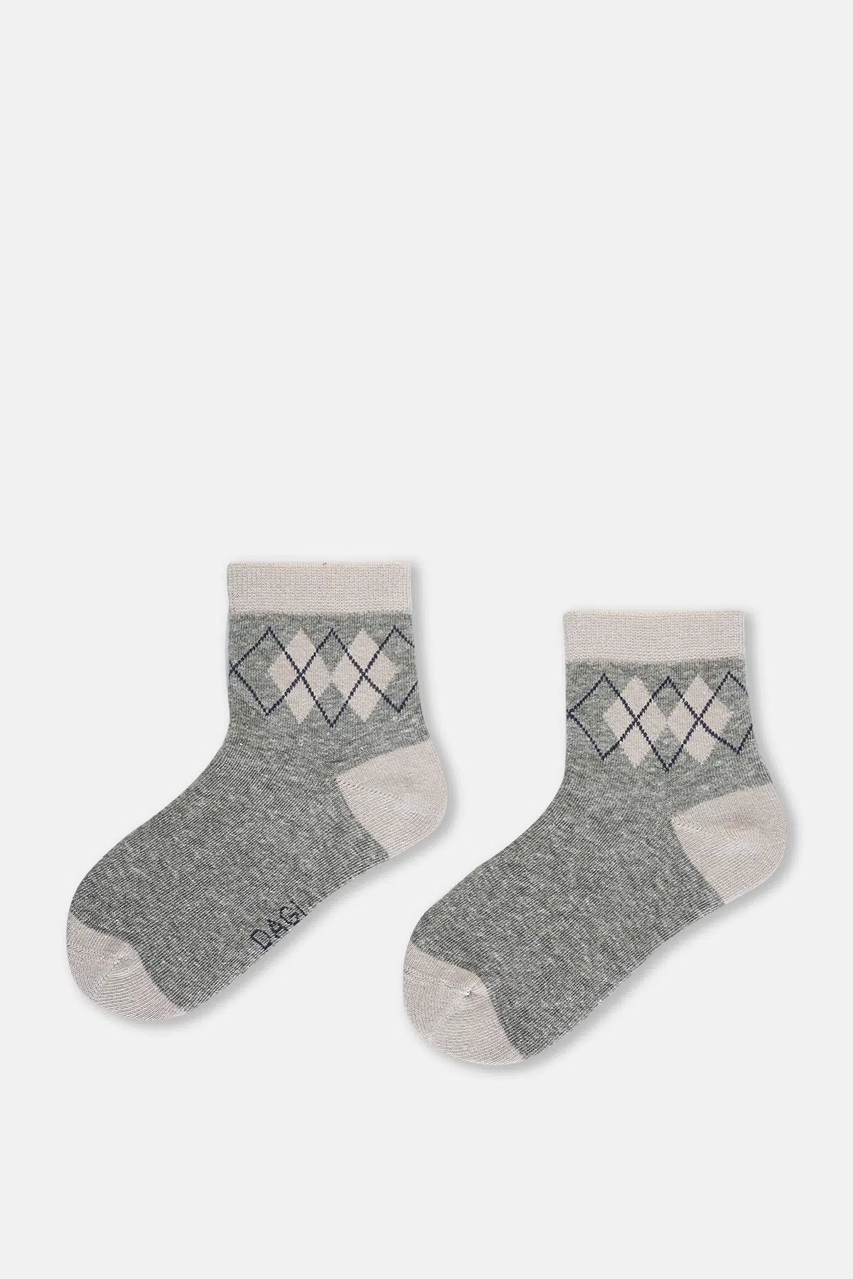 Gri Melanj-Lacivert Erkek Çocuk 2'Li Soket Çorap
