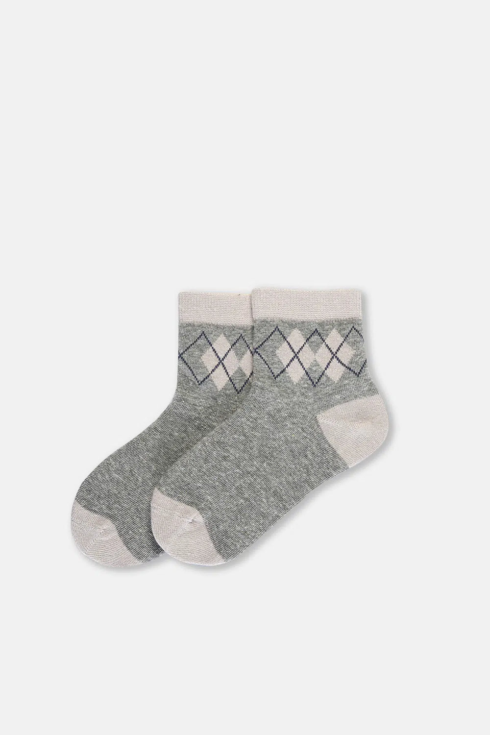 Gri Melanj-Lacivert Erkek Çocuk 2'Li Soket Çorap