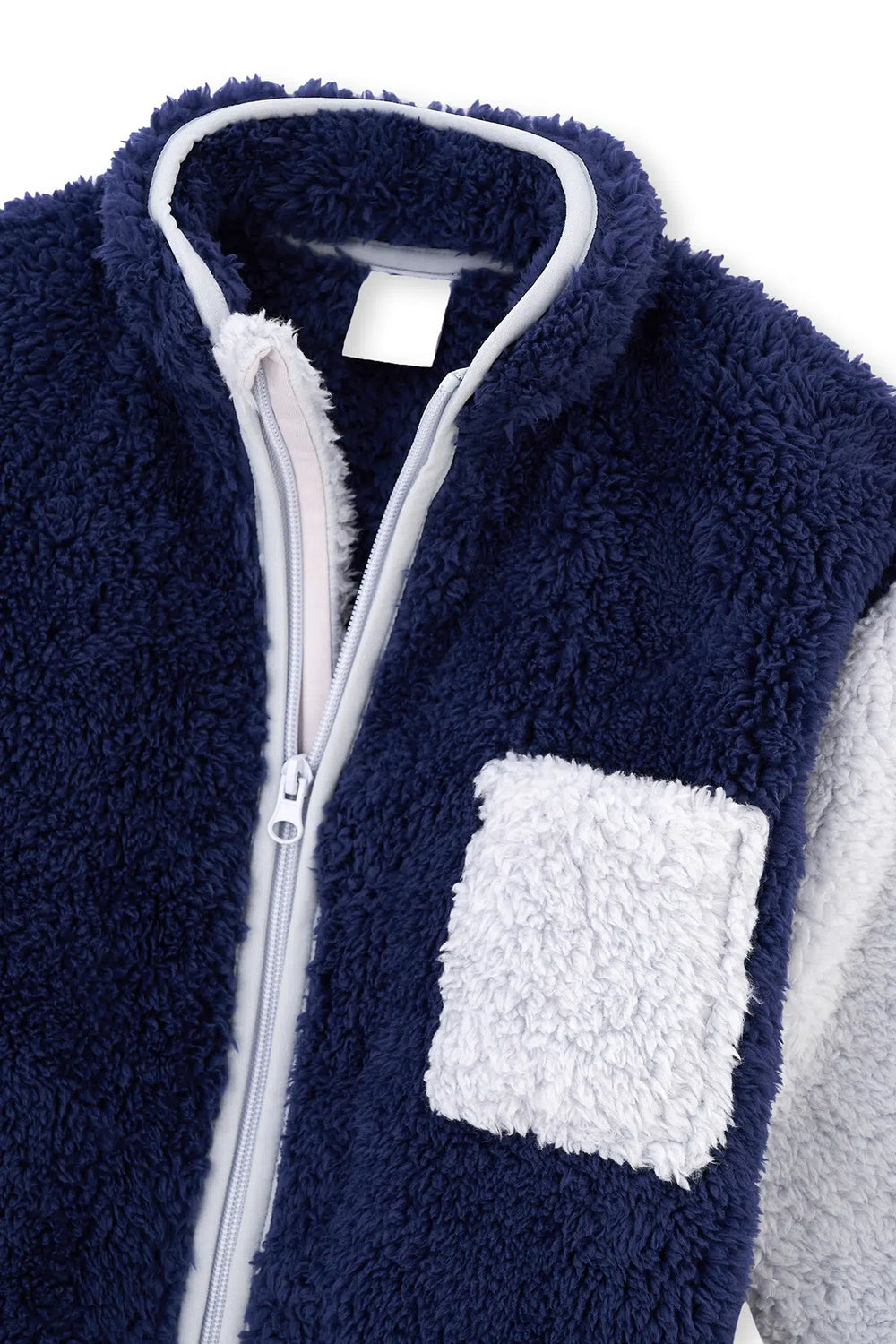 Lacivert Cep Detaylı Unısex Şerpa Sweatshırt