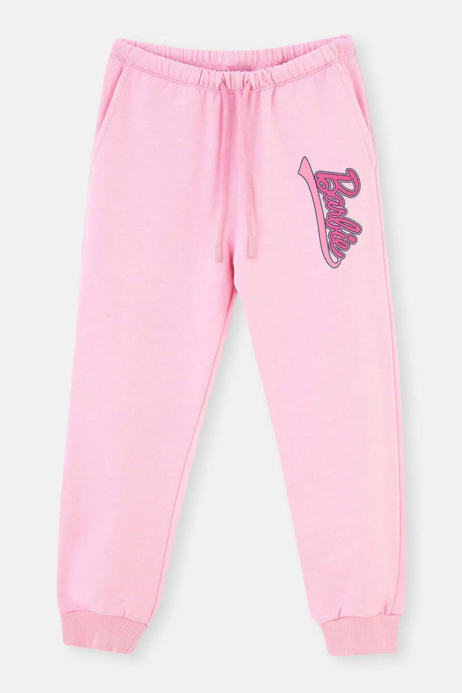 Pembe Barbie Baskılı Üç Iplik Eşofman Altı