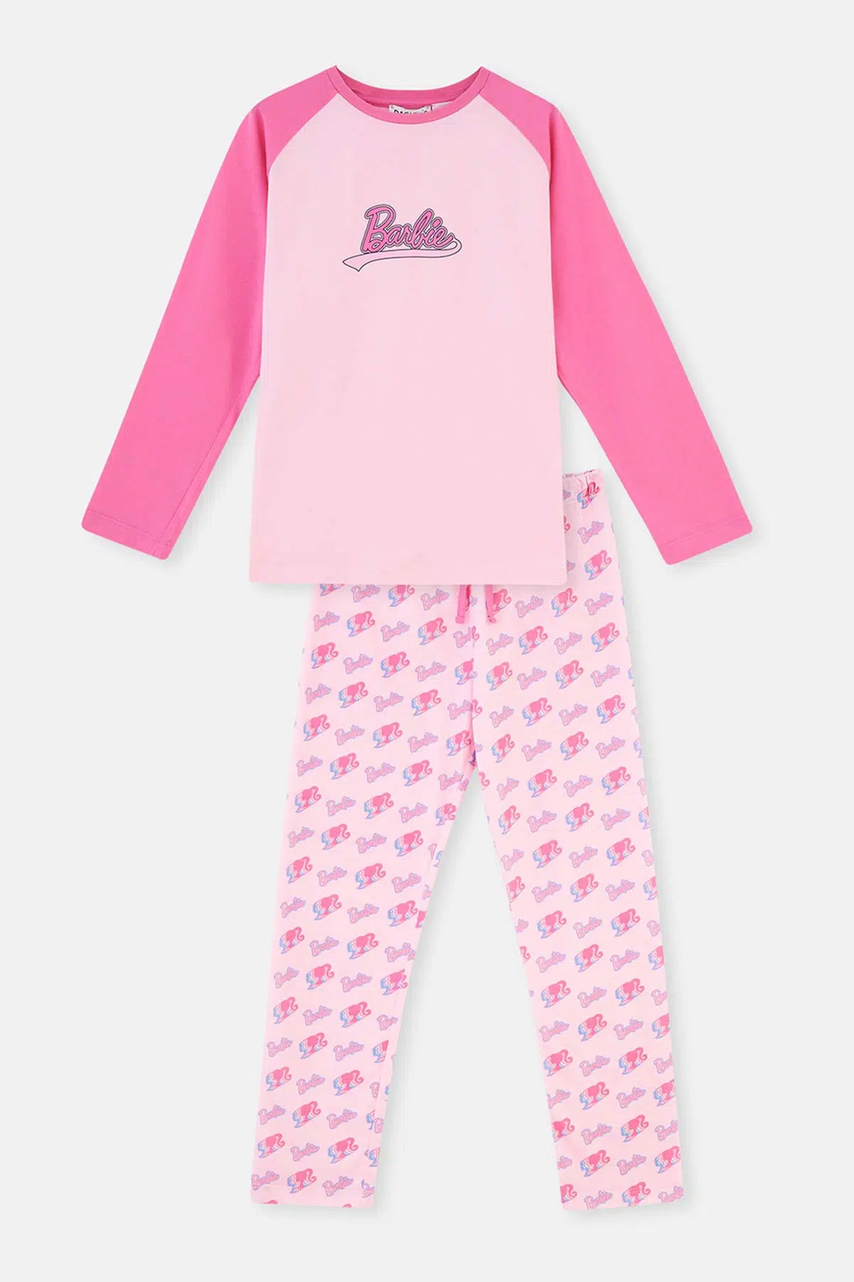 Pembe Barbıe Lisans Baskılı Uzun Kollu Pijama Takımı