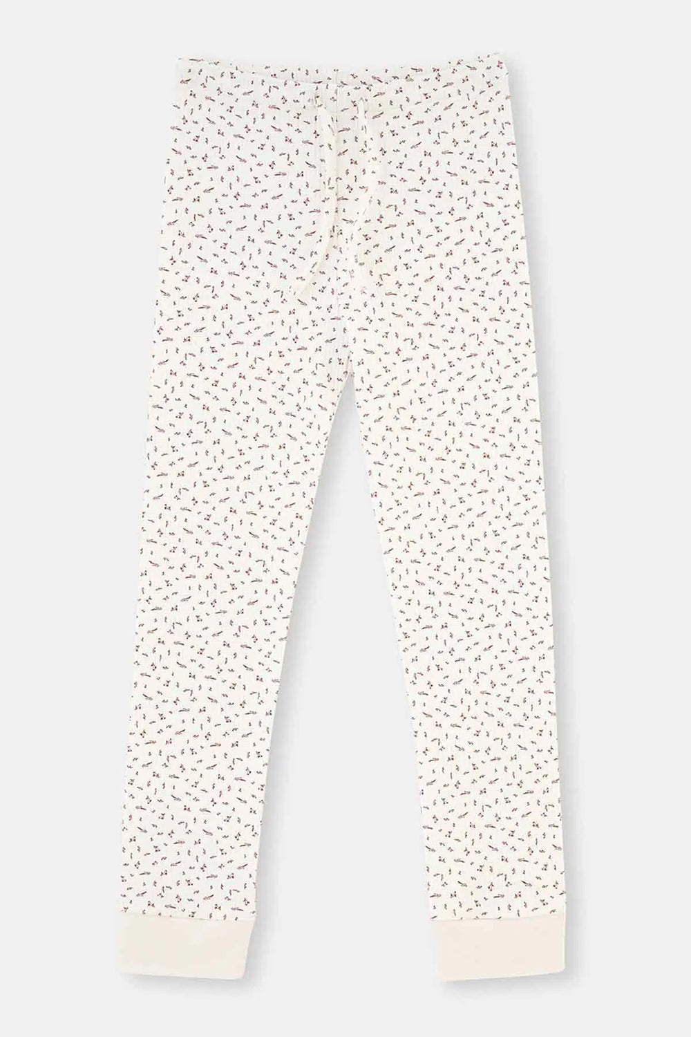 Ekru Metraj Baskılı Uzun Kollu Yarım Patlı Kaşkorse Pijama Takımı