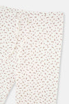 Ekru Metraj Baskılı Uzun Kollu Yarım Patlı Kaşkorse Pijama Takımı