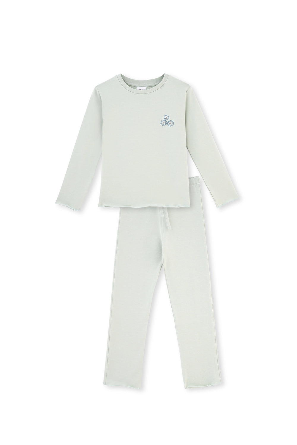 Yeşil Çiçek Baskı Detaylı Uzun Kollu Bisiklet Yaka Pijama Takımı