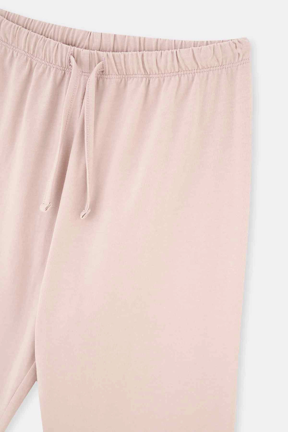 Ekru Baskı Detaylı Uzun Kollu Örme Pijama Takımı