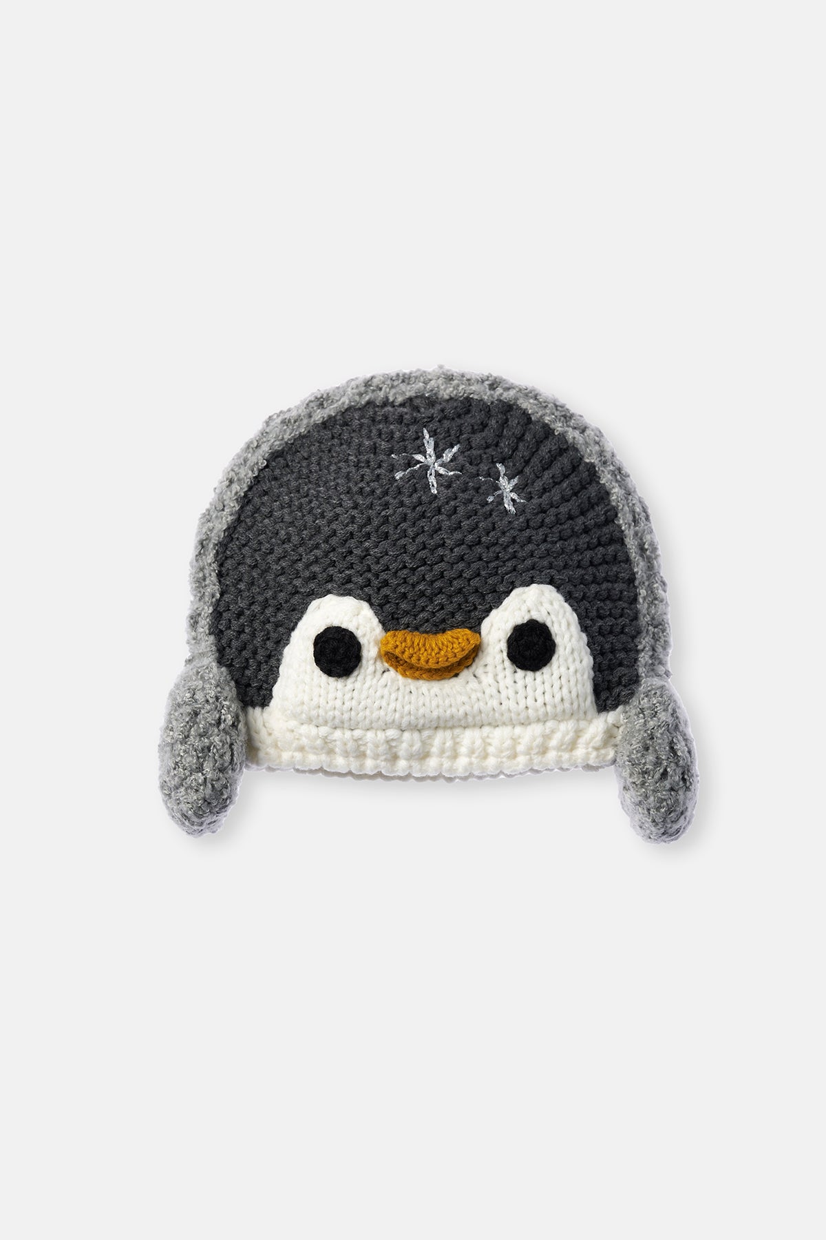 Beyaz-Siyah Çocuk Penguen Motifli Bere