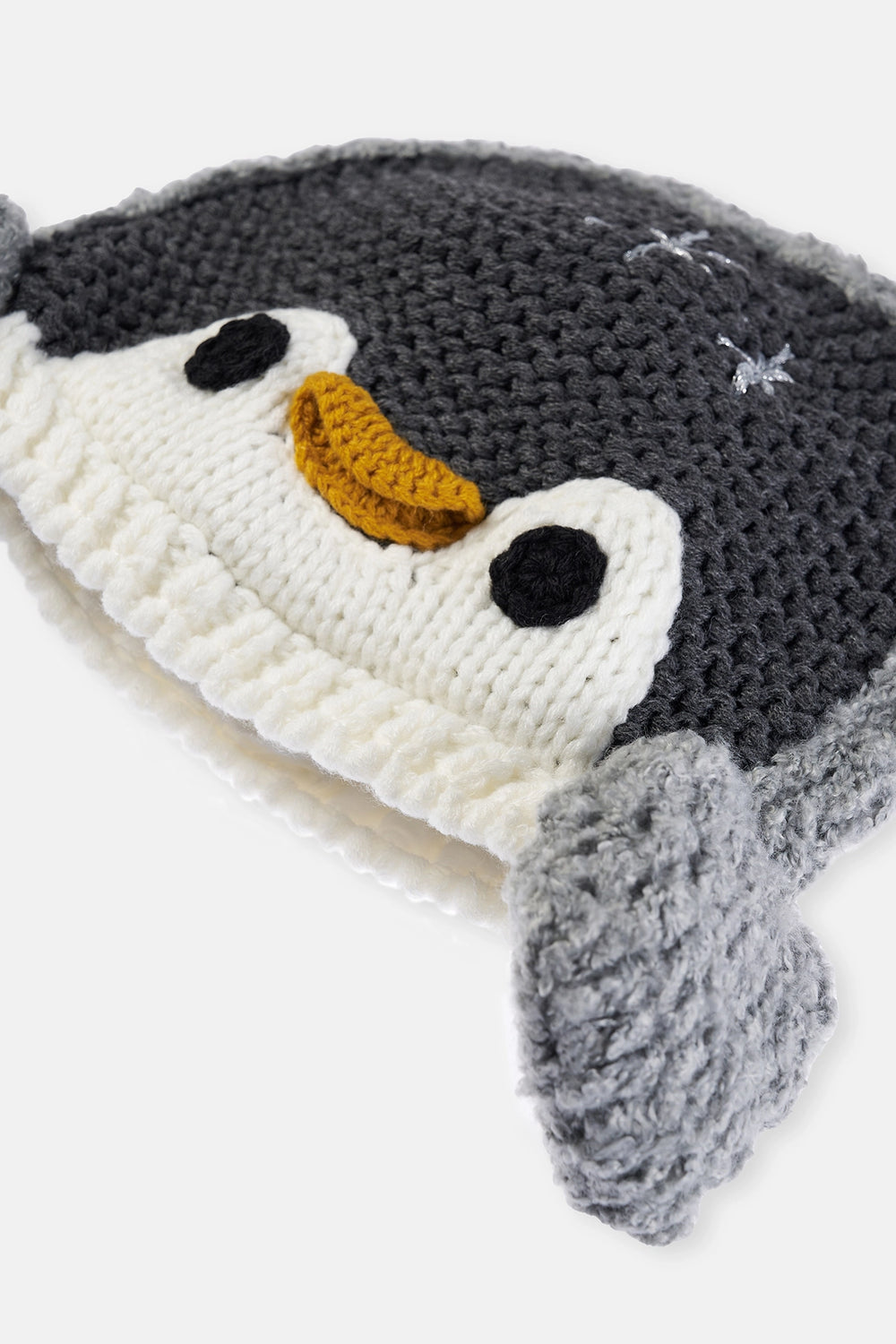 Beyaz-Siyah Çocuk Penguen Motifli Bere