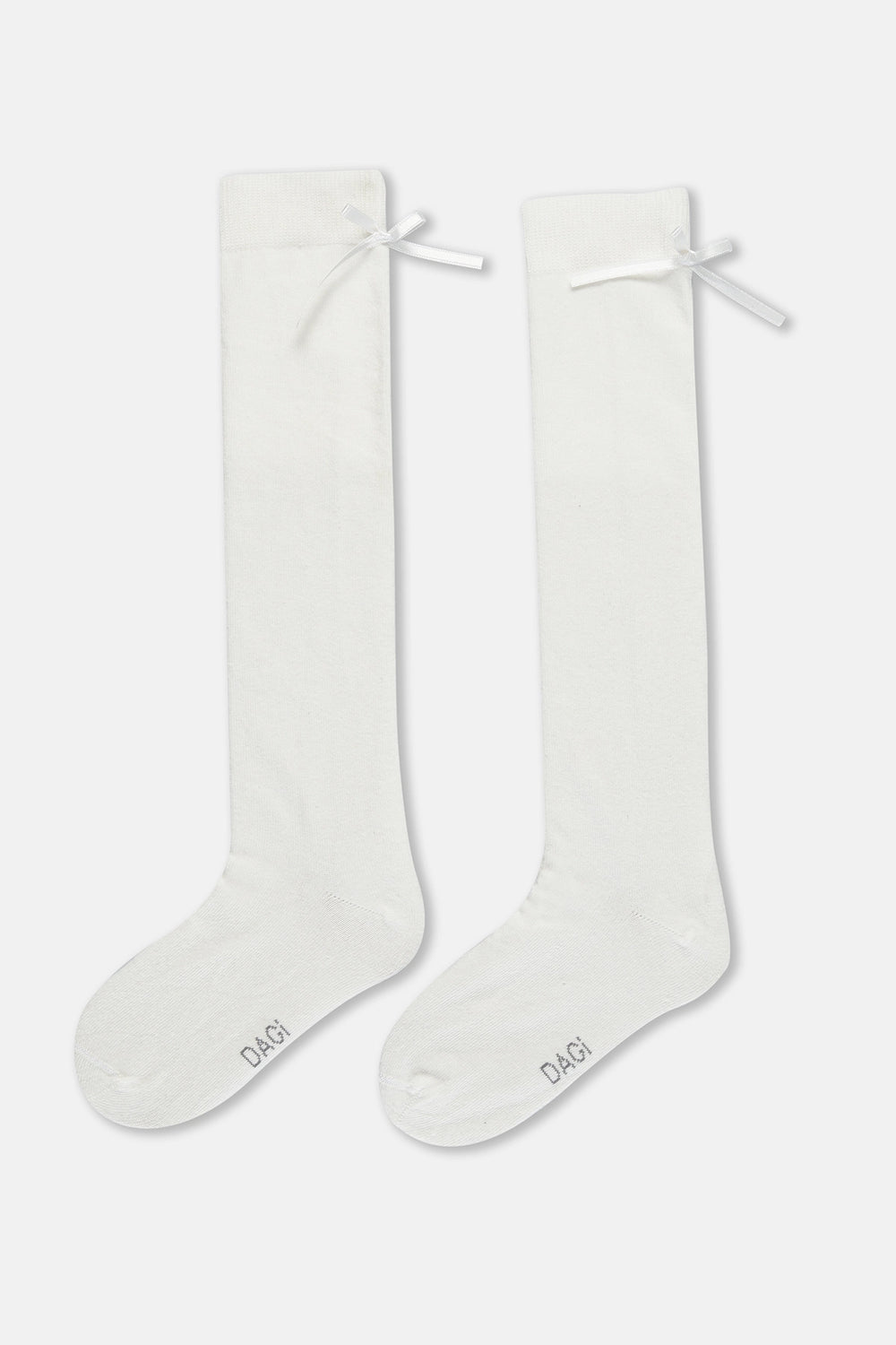 Ekru Kız Çocuk Fiyonklu Dizaltı Çorap
