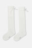 Ekru Kız Çocuk Fiyonklu Dizaltı Çorap