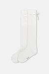 Ekru Kız Çocuk Fiyonklu Dizaltı Çorap