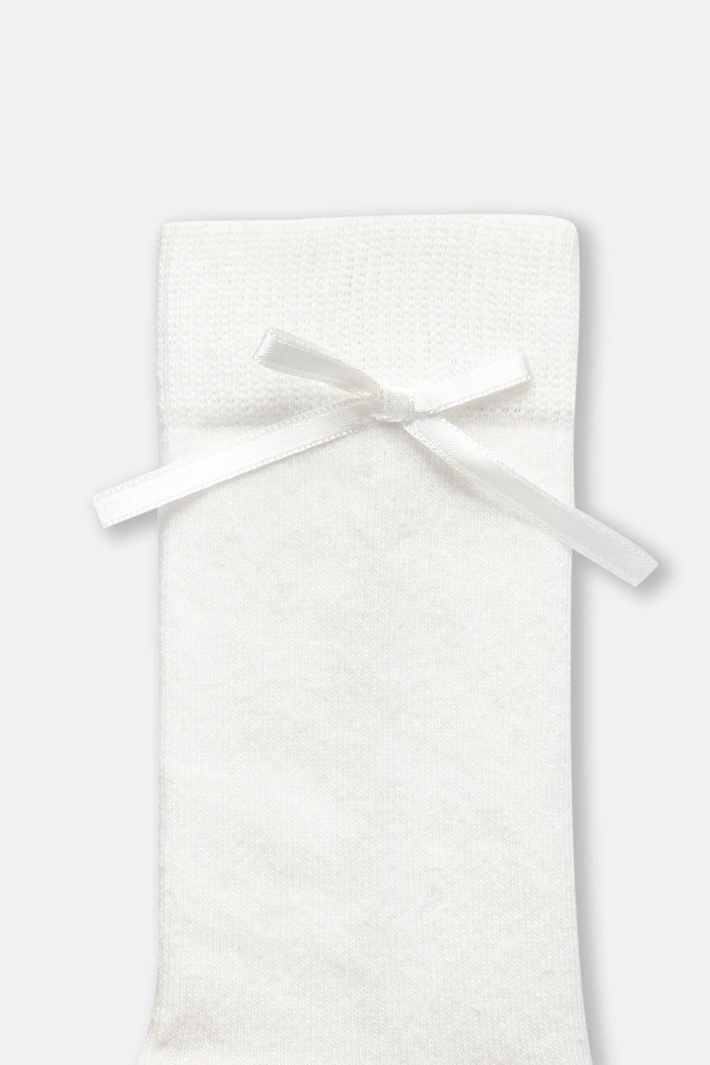 Ekru Kız Çocuk Fiyonklu Dizaltı Çorap