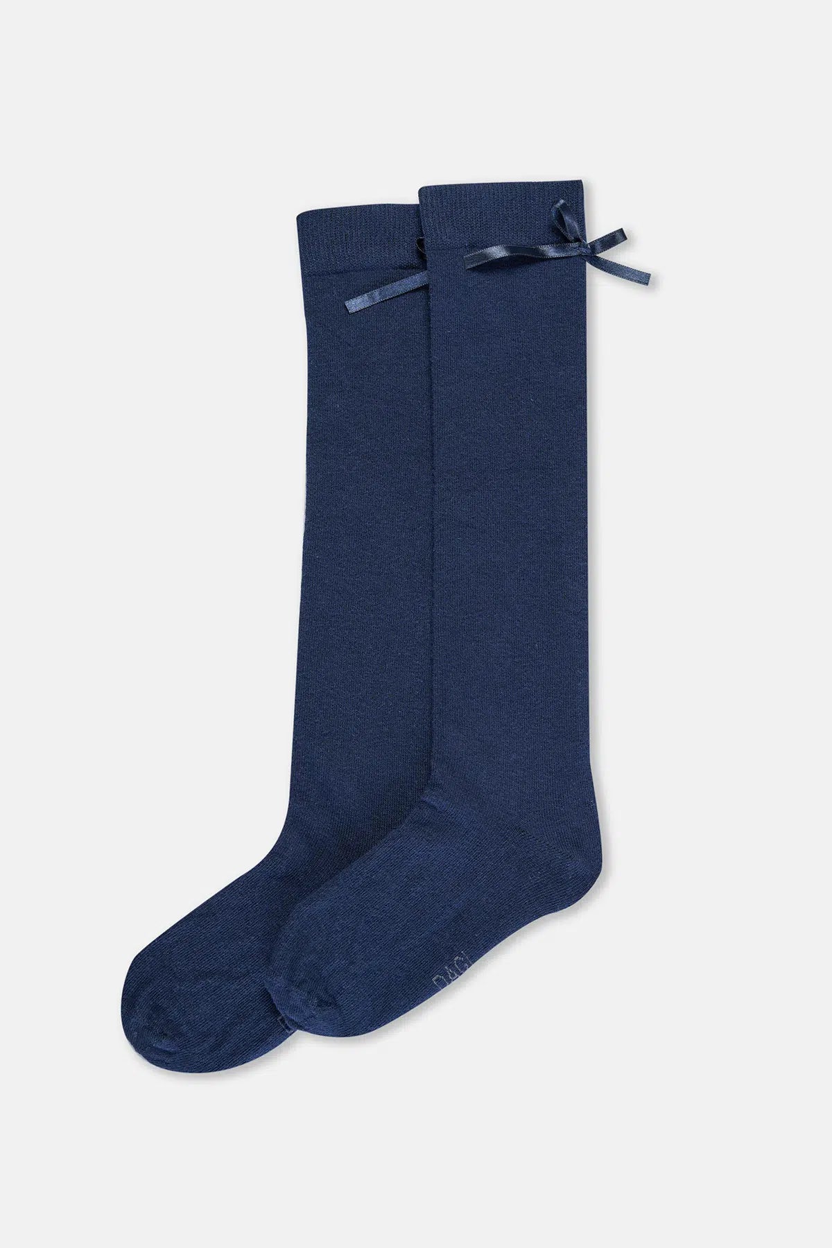 Lacivert Kız Çocuk Fiyonklu Dizaltı Çorap