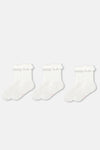Ekru Kız Çocuk 3'Lü Dantelli Çorap