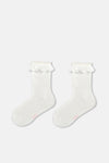 Ekru Kız Çocuk 3'Lü Dantelli Çorap