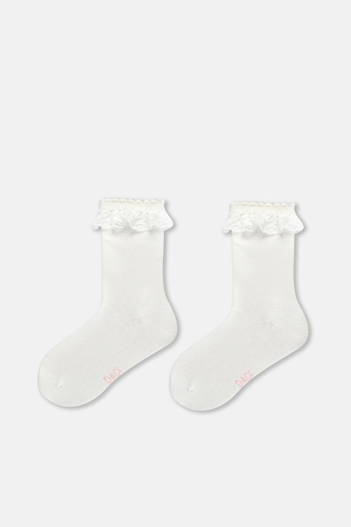 Ekru Kız Çocuk 3'Lü Dantelli Çorap