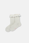 Ekru Kız Çocuk 3'Lü Dantelli Çorap