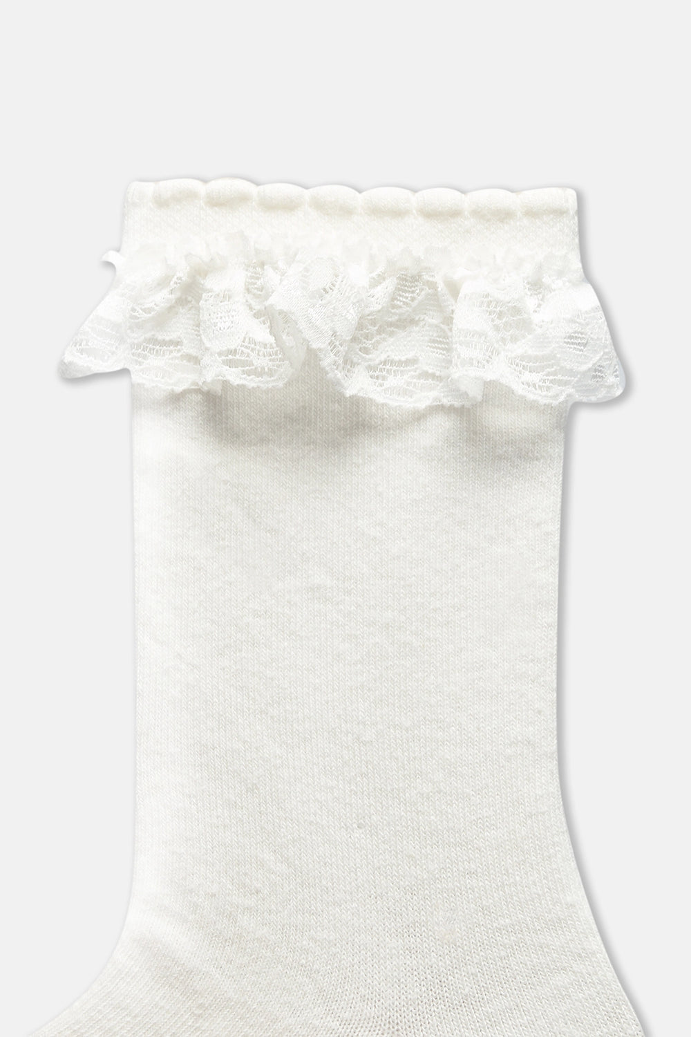 Ekru Kız Çocuk 3'Lü Dantelli Çorap