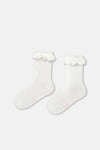 Ekru-Pembe Kız Çocuk 3'Lü Dantelli Çorap