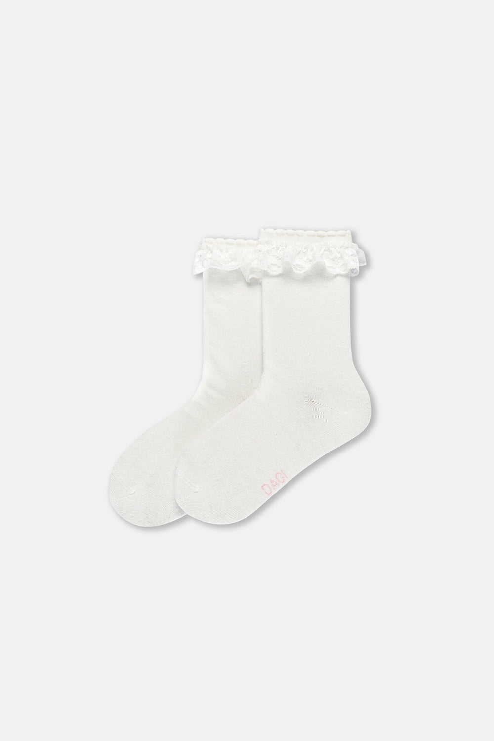 Ekru-Pembe Kız Çocuk 3'Lü Dantelli Çorap