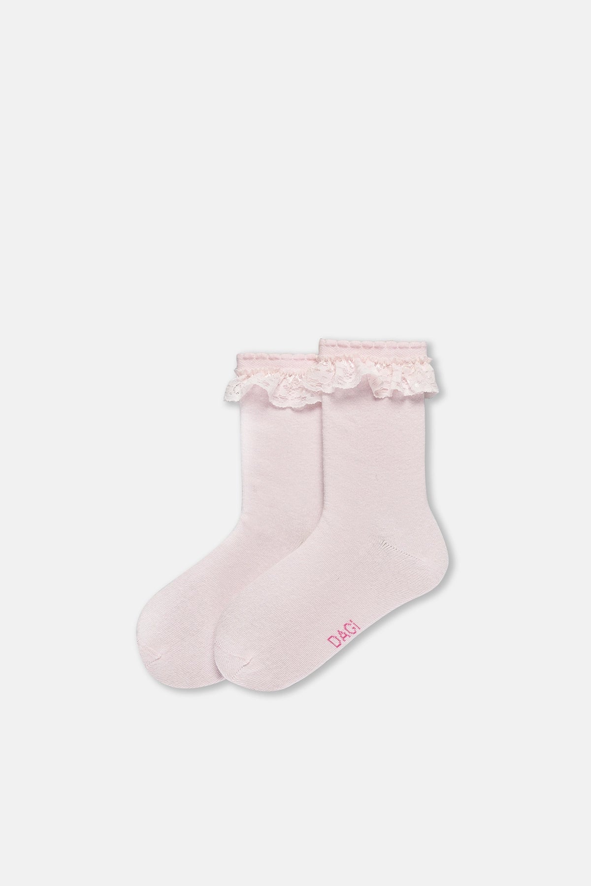 Ekru-Pembe Kız Çocuk 3'Lü Dantelli Çorap