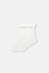Ekru-Sarı Kız Çocuk 3'Lü Dantelli Çorap
