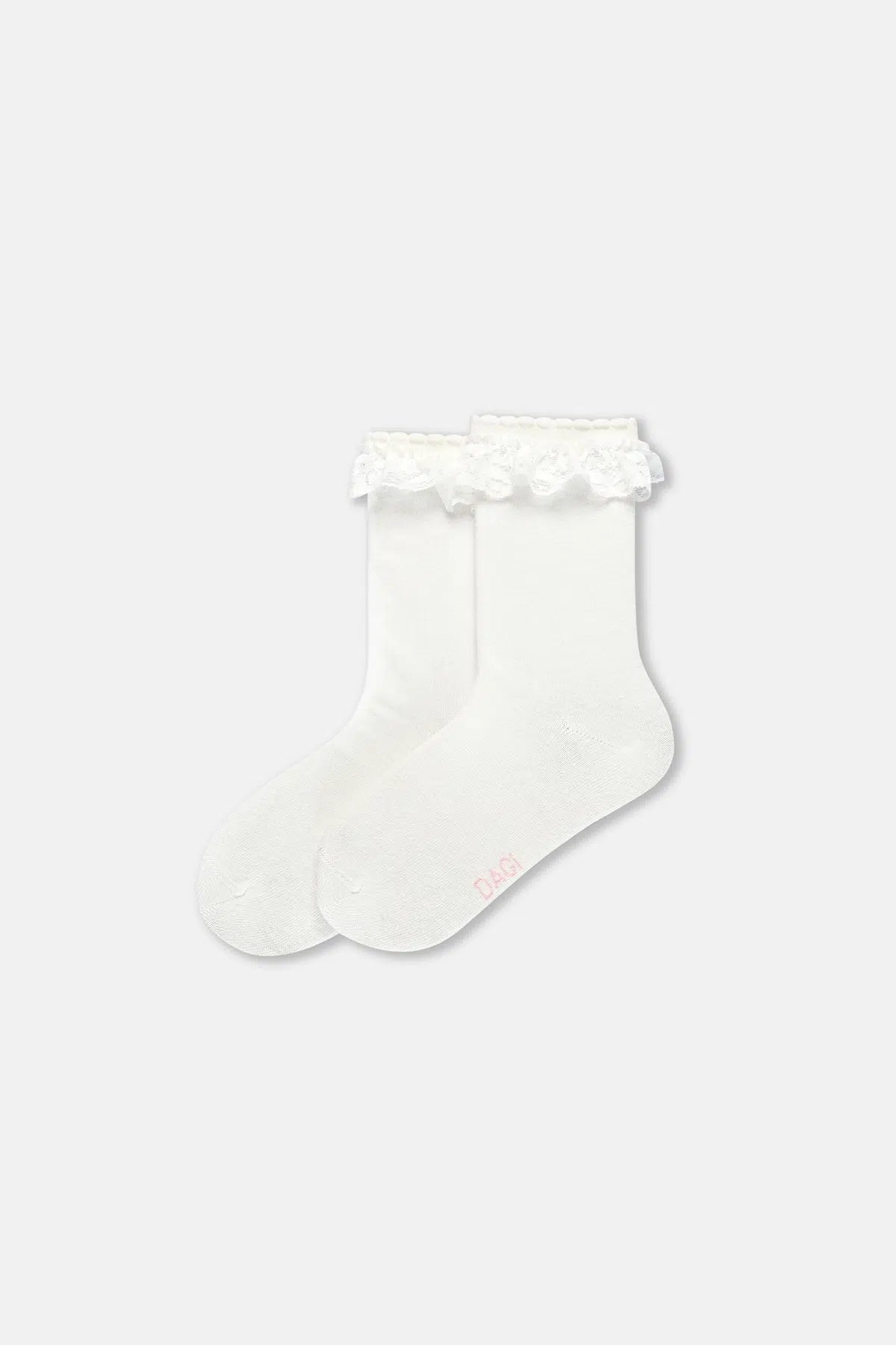 Ekru-Sarı Kız Çocuk 3'Lü Dantelli Çorap