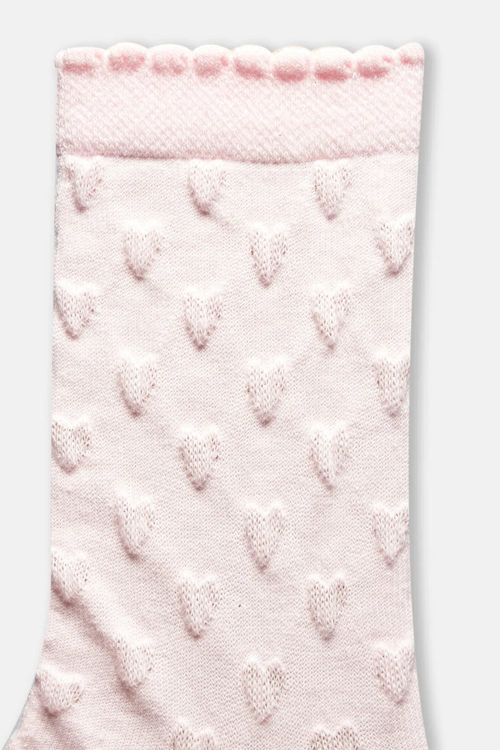 Ekru-Pembe Kız Çocuk 2'Li Kalp Desenli Çorap