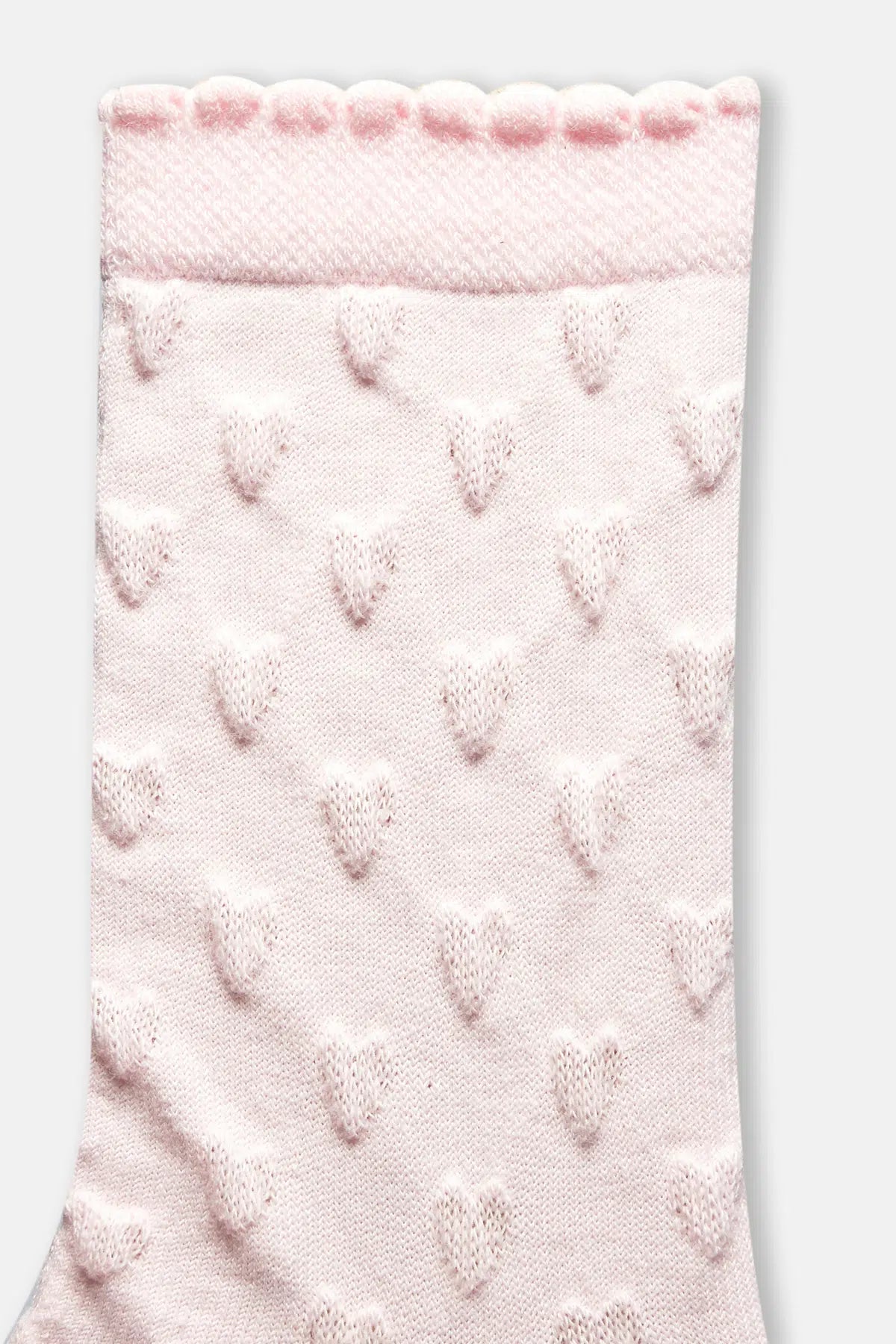 Ekru-Pembe Kız Çocuk 2'Li Kalp Desenli Çorap