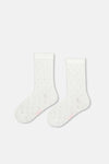 Ekru-Pembe Kız Çocuk 2'Li Kalp Desenli Çorap