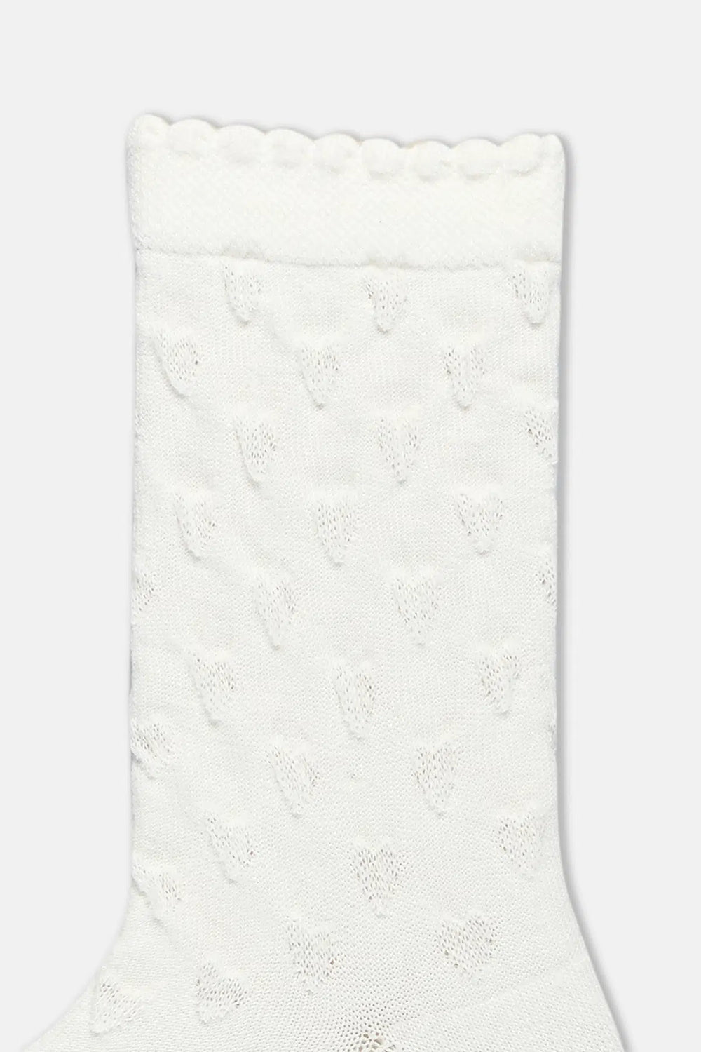 Ekru-Pembe Kız Çocuk 2'Li Kalp Desenli Çorap