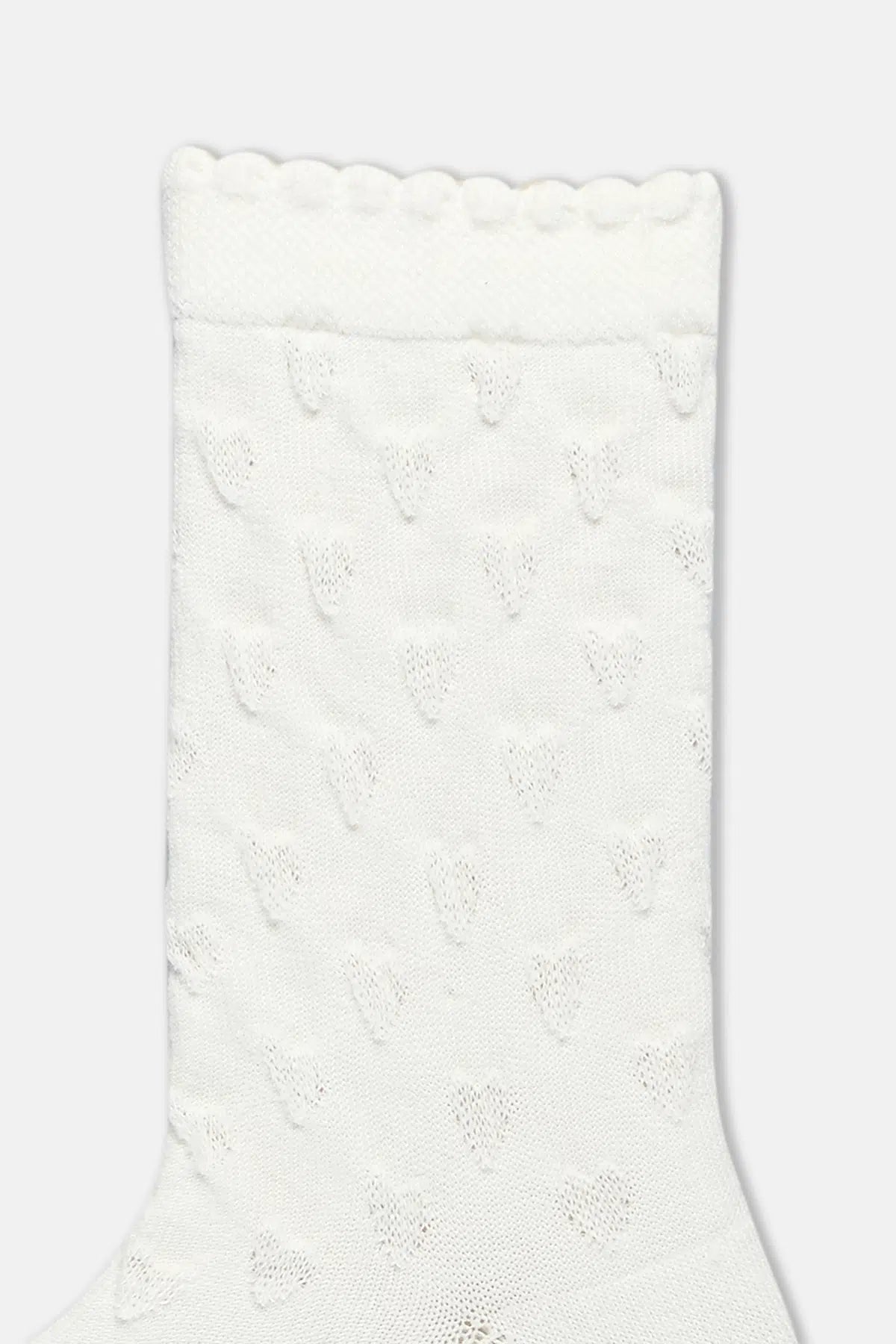 Ekru-Pembe Kız Çocuk 2'Li Kalp Desenli Çorap