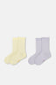 Lila-Sarı Kız Çocuk 2'Li Kalp Desenli Çorap