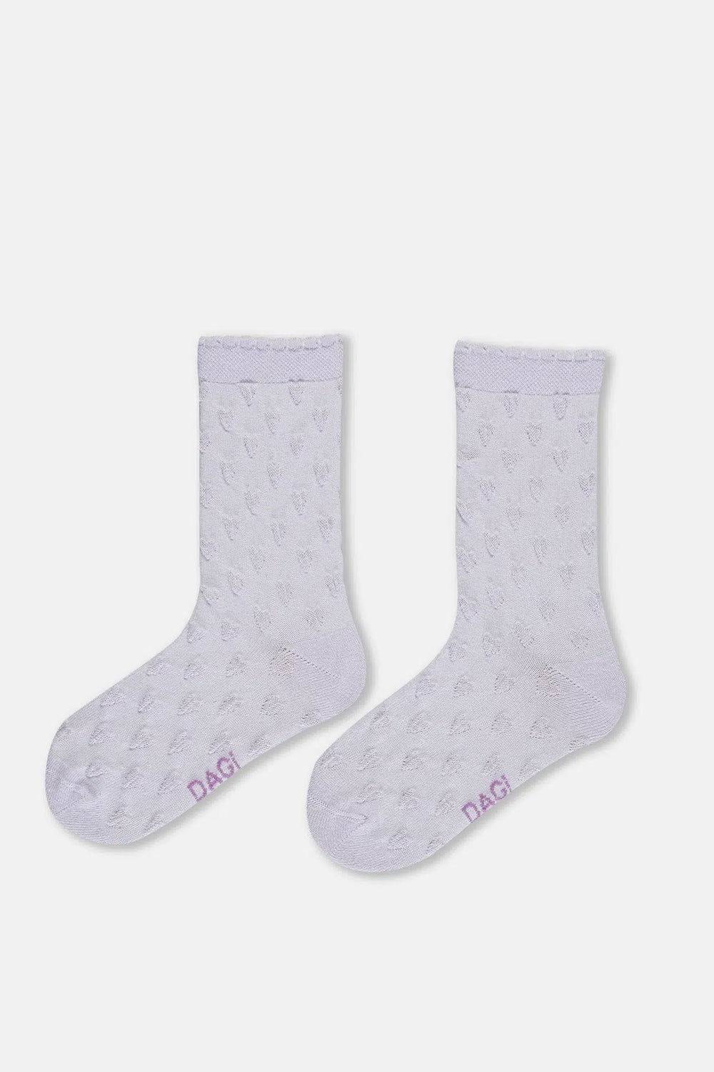 Lila-Sarı Kız Çocuk 2'Li Kalp Desenli Çorap